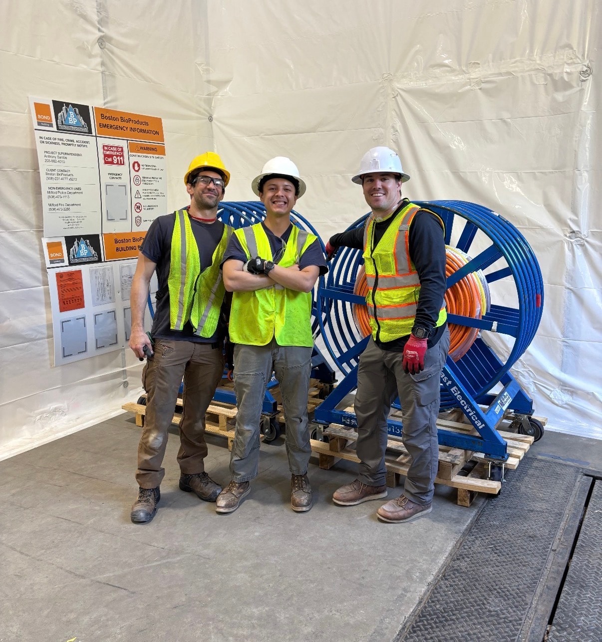 Thomas Chipman Electric crew at Boston BioProducts job site