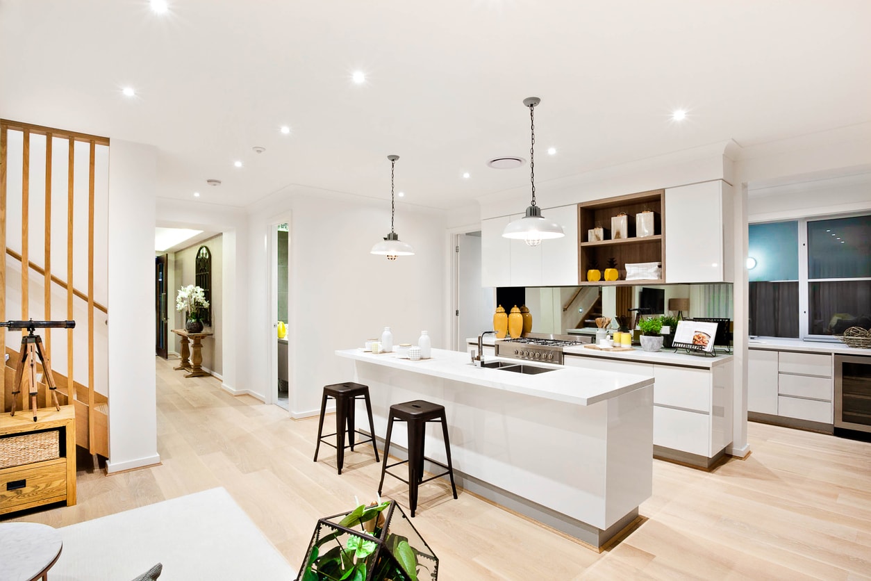 Modern kitchen with recessed lighting