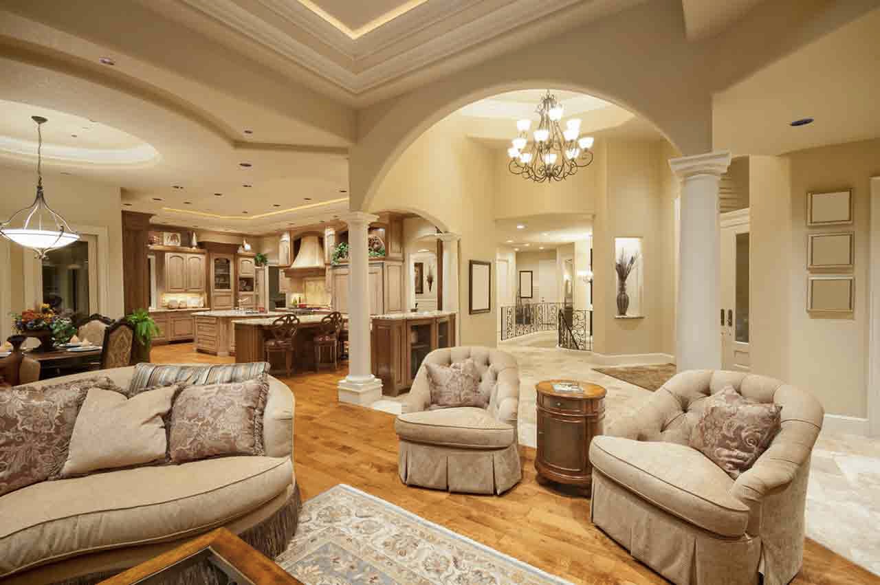 Luxury living room with chandelier